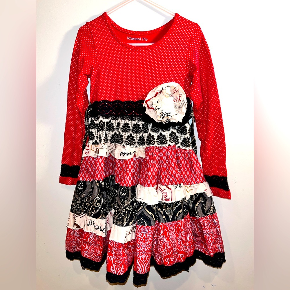 Mustard Pie McKenna dress girls size 4T Ruffles Red Black